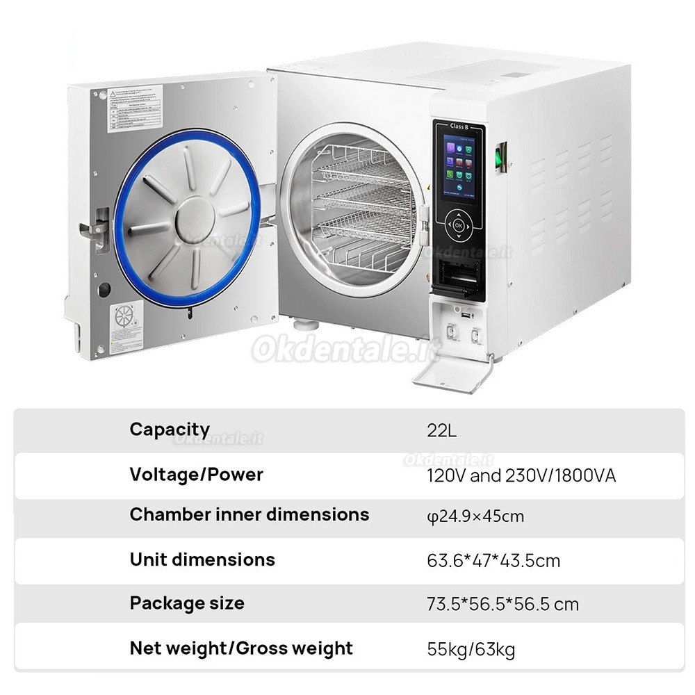 Sterilizzatore autoclave classe B dentale Fomos Foster Plus 22L con stampante e funzione di asciugatura